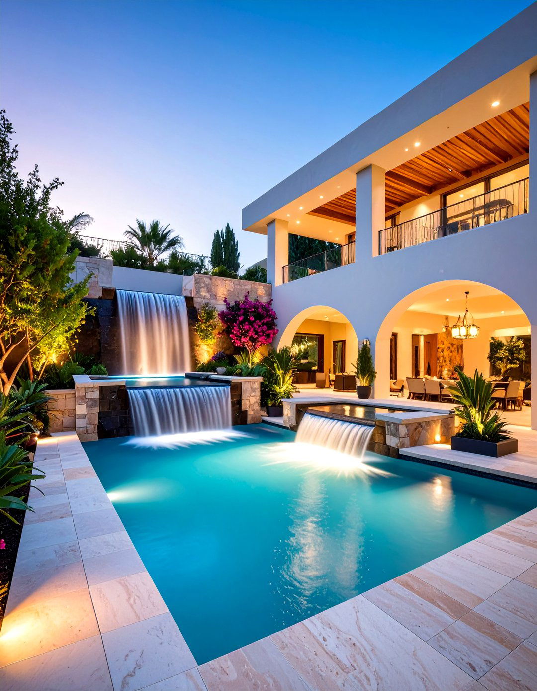 Contemporary Paving Stone Waterfall - 25 Pondless Waterfall Design Ideas
