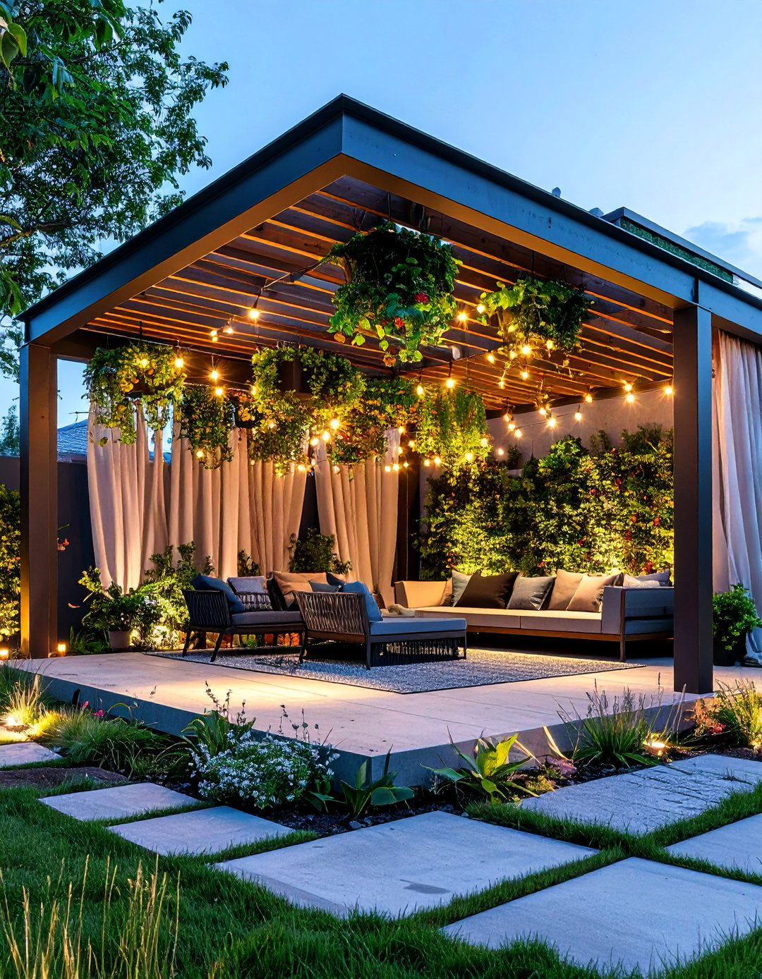 Contemporary Pergola with Hanging Gardens - 25 Modern Backyard Ideas