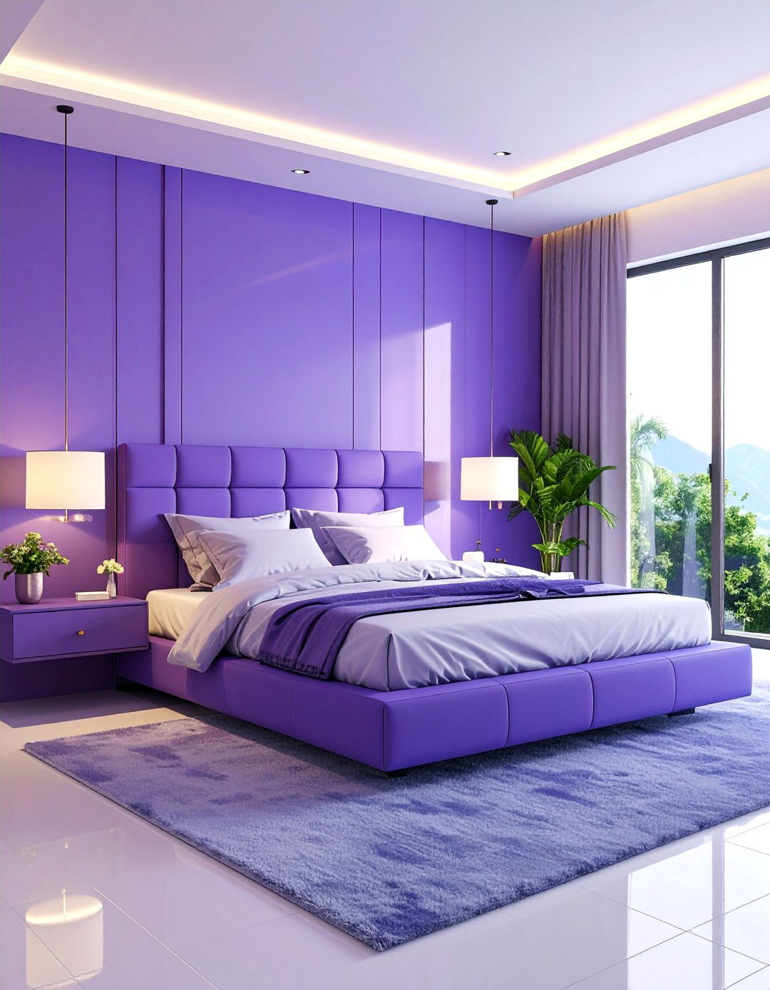 Contemporary Periwinkle Bedroom with Platform Bed - 25 Periwinkle Bedroom Ideas