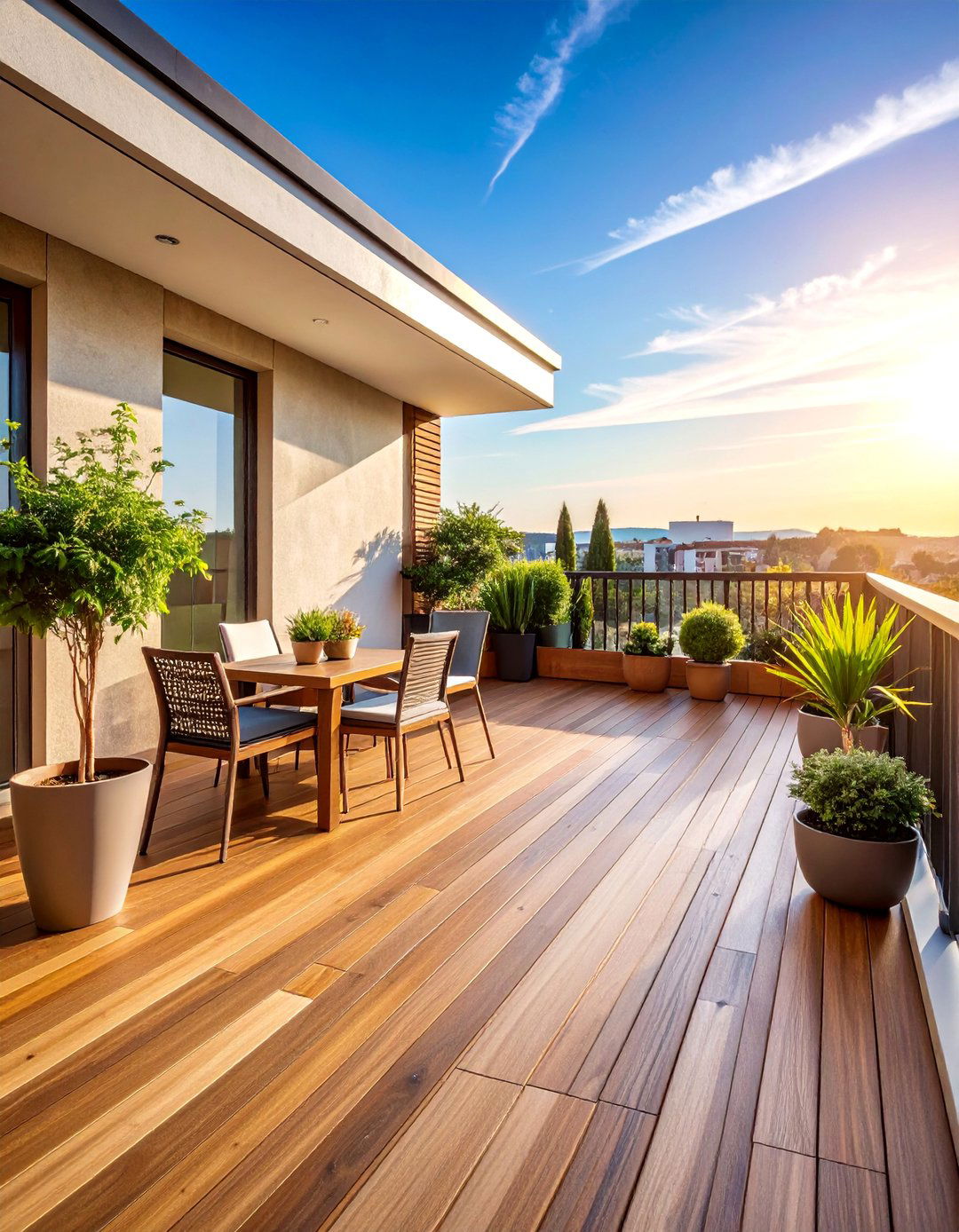 Contemporary Porcelain Wood Look Balcony Design - 25 Balcony Tiles Ideas