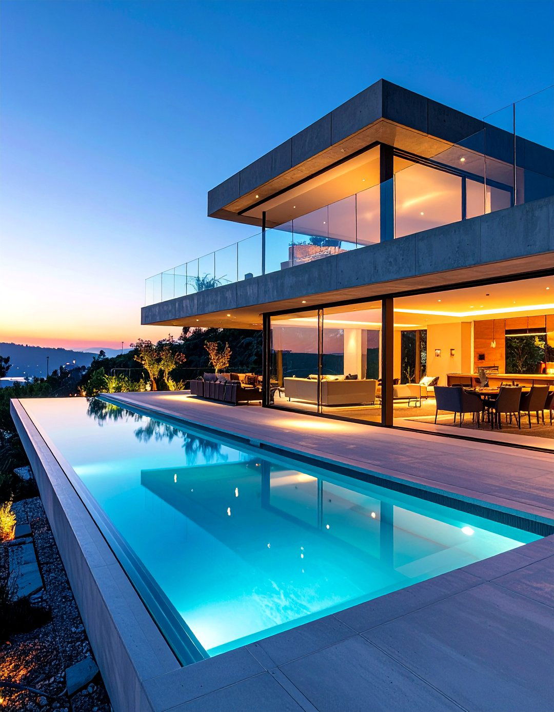 Contemporary Raised Concrete Patio with Glass Features - 25 Raised Concrete Patio Ideas