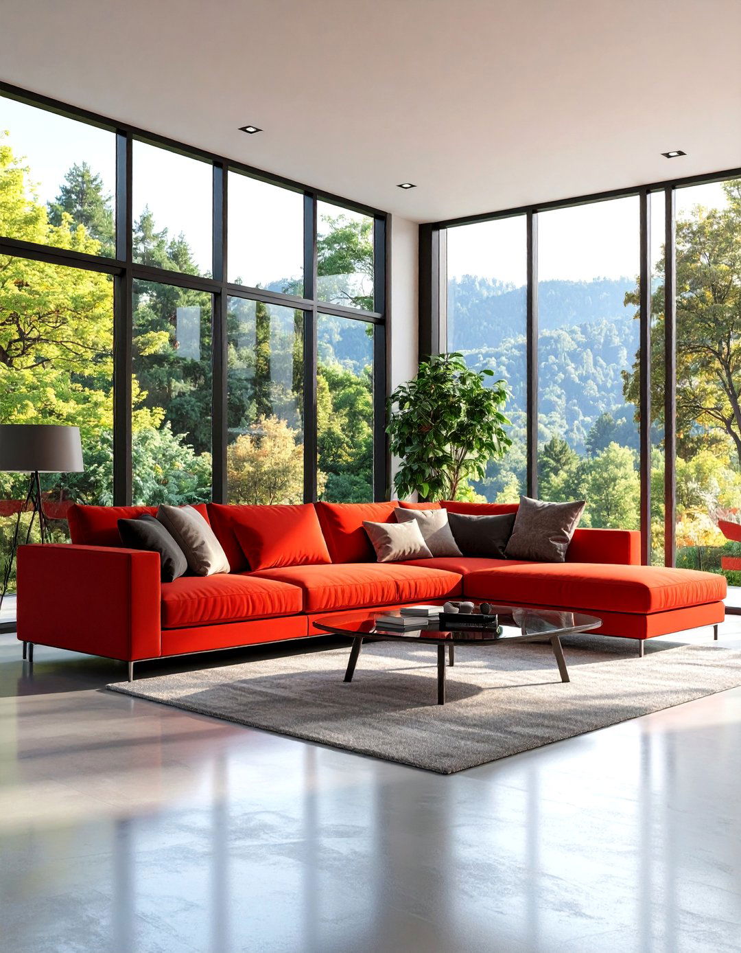 Contemporary Red Sectional Living Room - 25 Red Couch Living Room Ideas