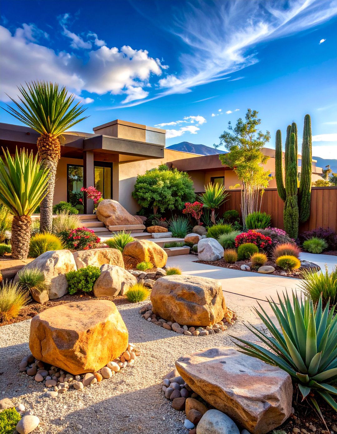 Contemporary Rock Garden with Architectural Plants - 25 Front Yard Landscaping Ideas