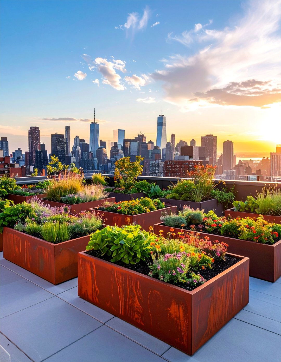 Contemporary Rooftop Garden with Lava Rock Features - 25 Red Lava Rock Landscaping Ideas