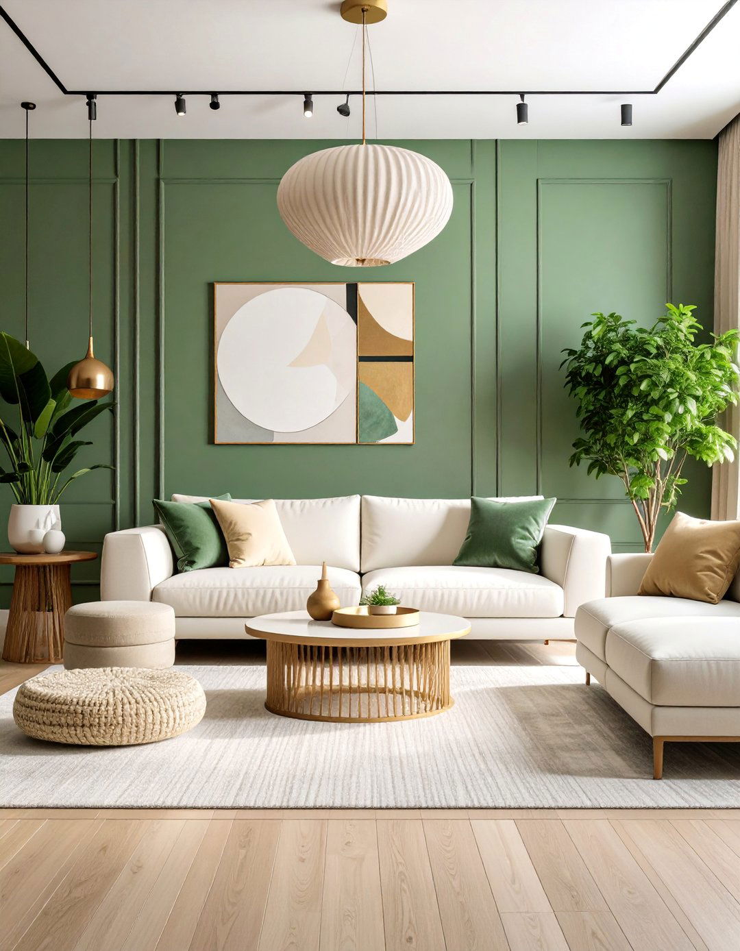 Contemporary Sage Green and Cream Living Room with Bold Accents - 25 sage green and cream living room ideas
