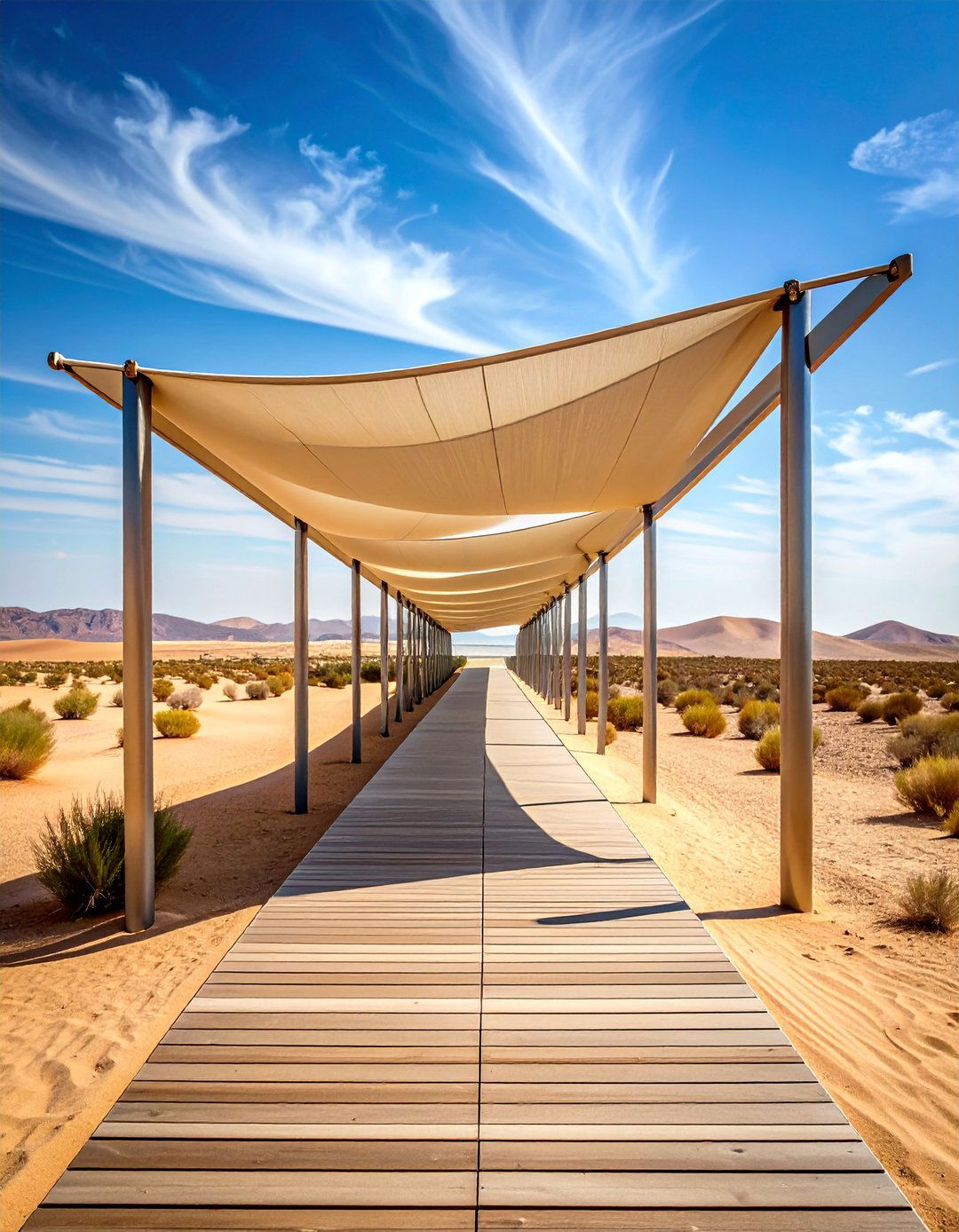 Contemporary Sail Shade Walkway - 25 Covered Walkway Ideas