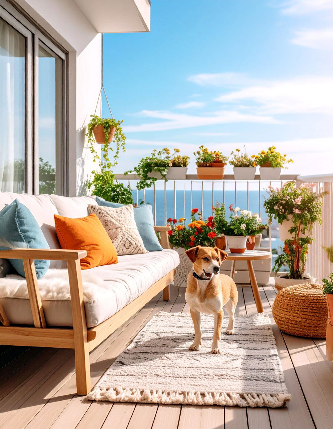Contemporary Scandinavian Dog Balcony with Light Woods - 25 Dog Balcony Ideas