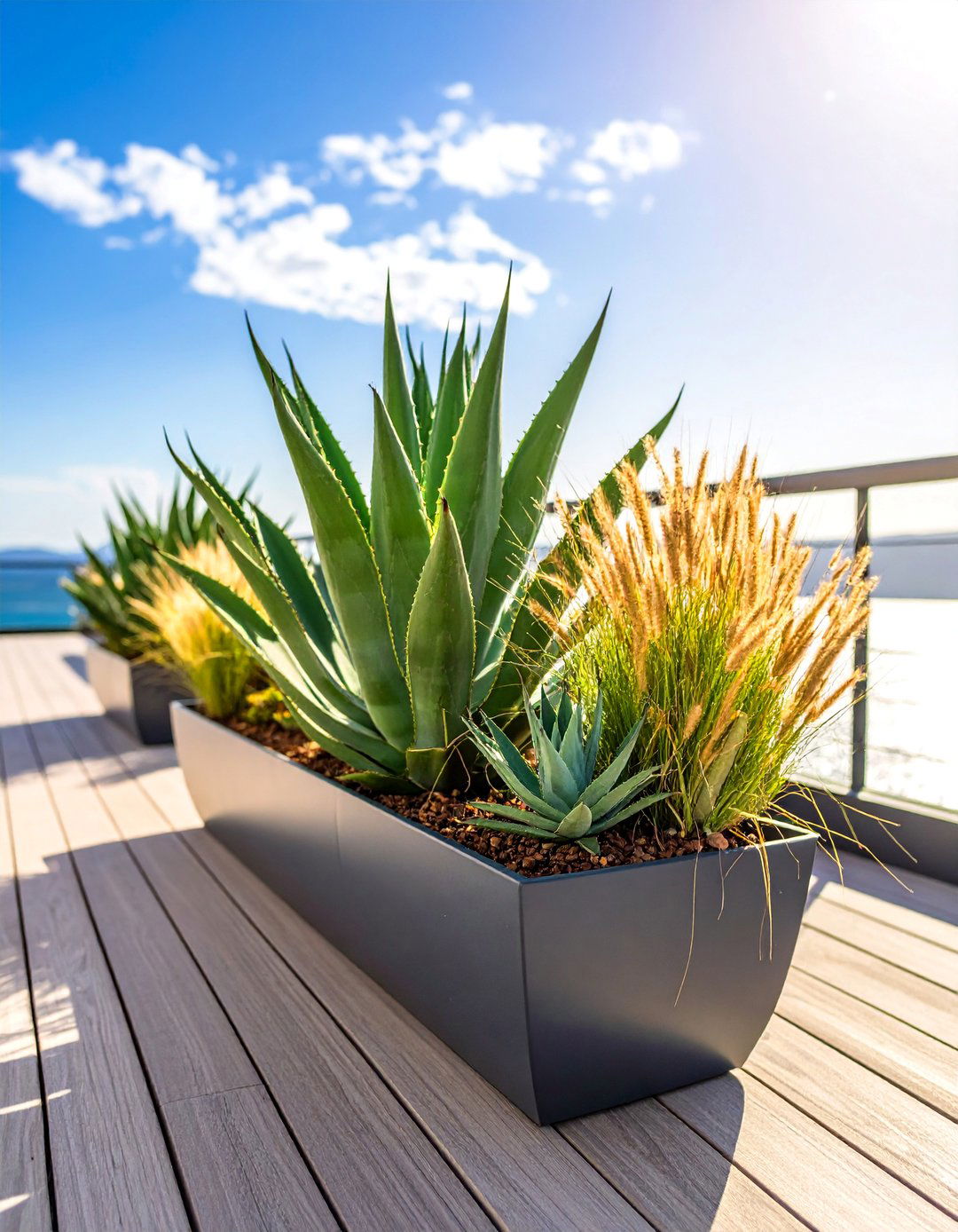 Contemporary Sculptural Plant Installation - 25 Deck Decorating Ideas With Plants