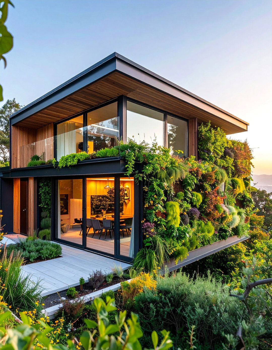 Contemporary Shed Dormer with Vertical Garden Wall - 25 Dormer Balcony Ideas
