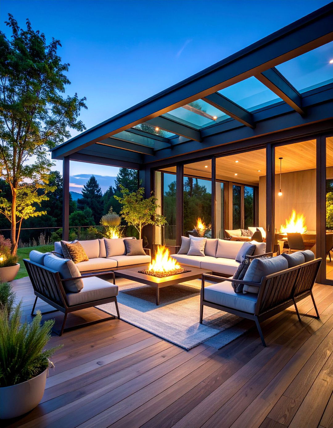 Contemporary Side Porch with Glass Elements - 25 Side Porch Ideas