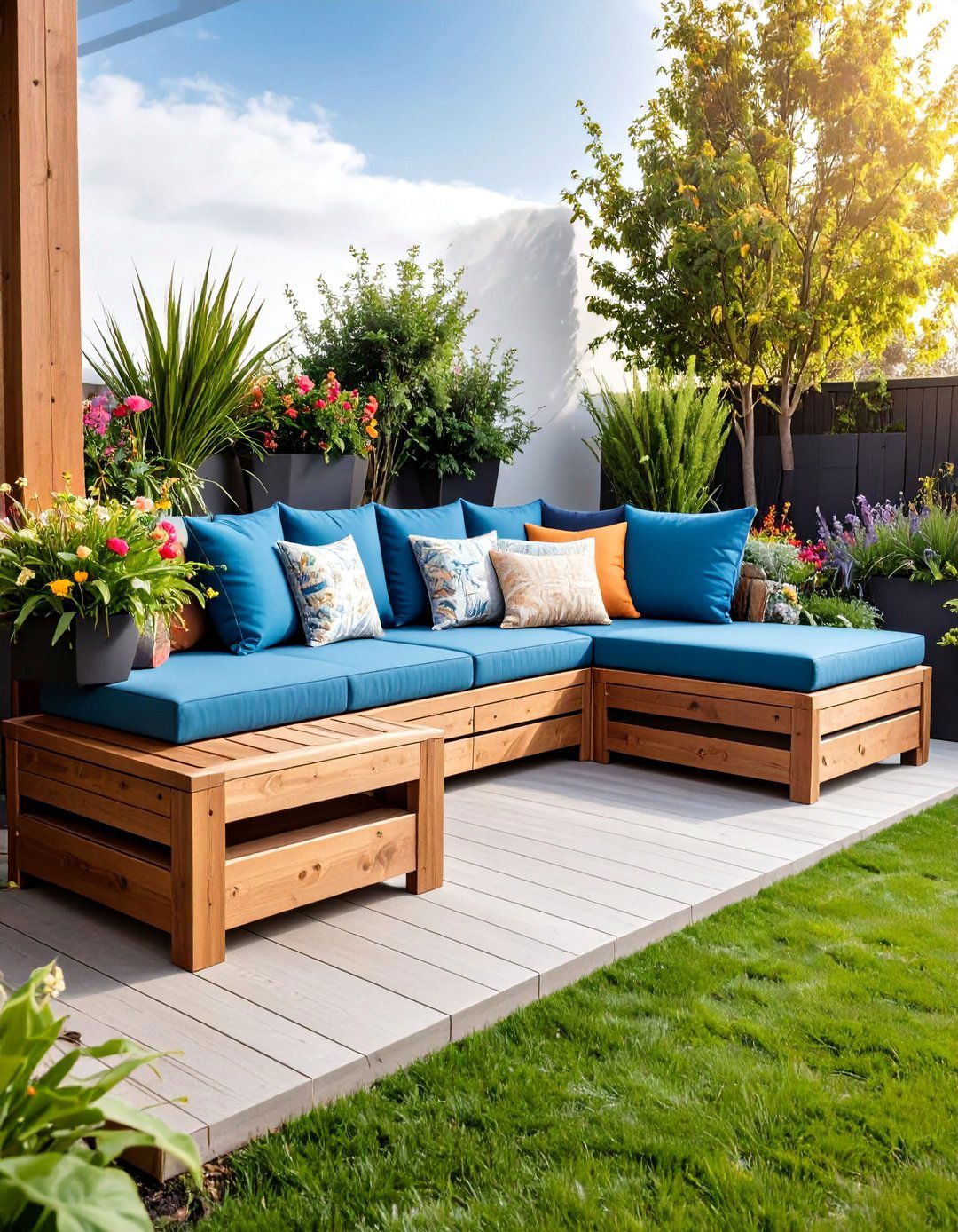 Contemporary Sleeper Garden Bench Seating - 25 Garden Sleeper Ideas