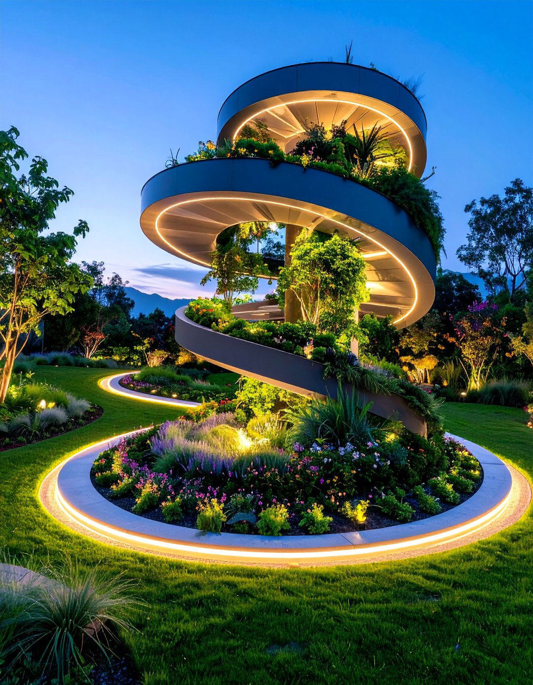 Contemporary Spiral Garden with Modern Materials - 25 Spiral Garden Design Ideas