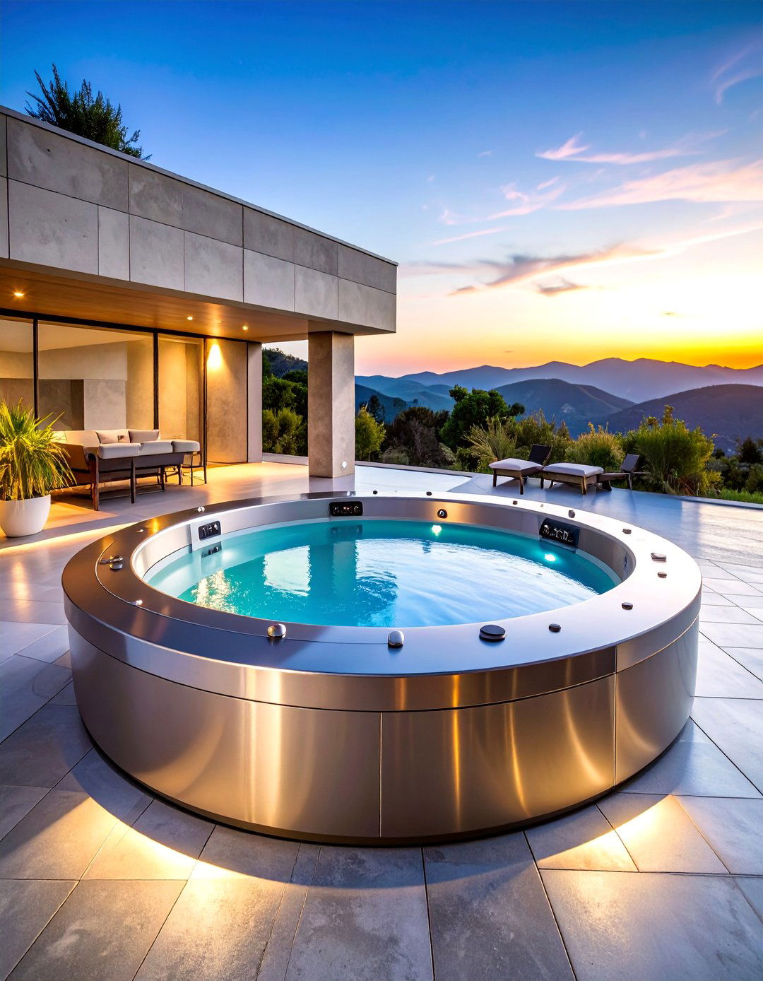 Contemporary Stainless Steel Sunken Hot Tub Design - 25 Sunken Hot Tub Ideas