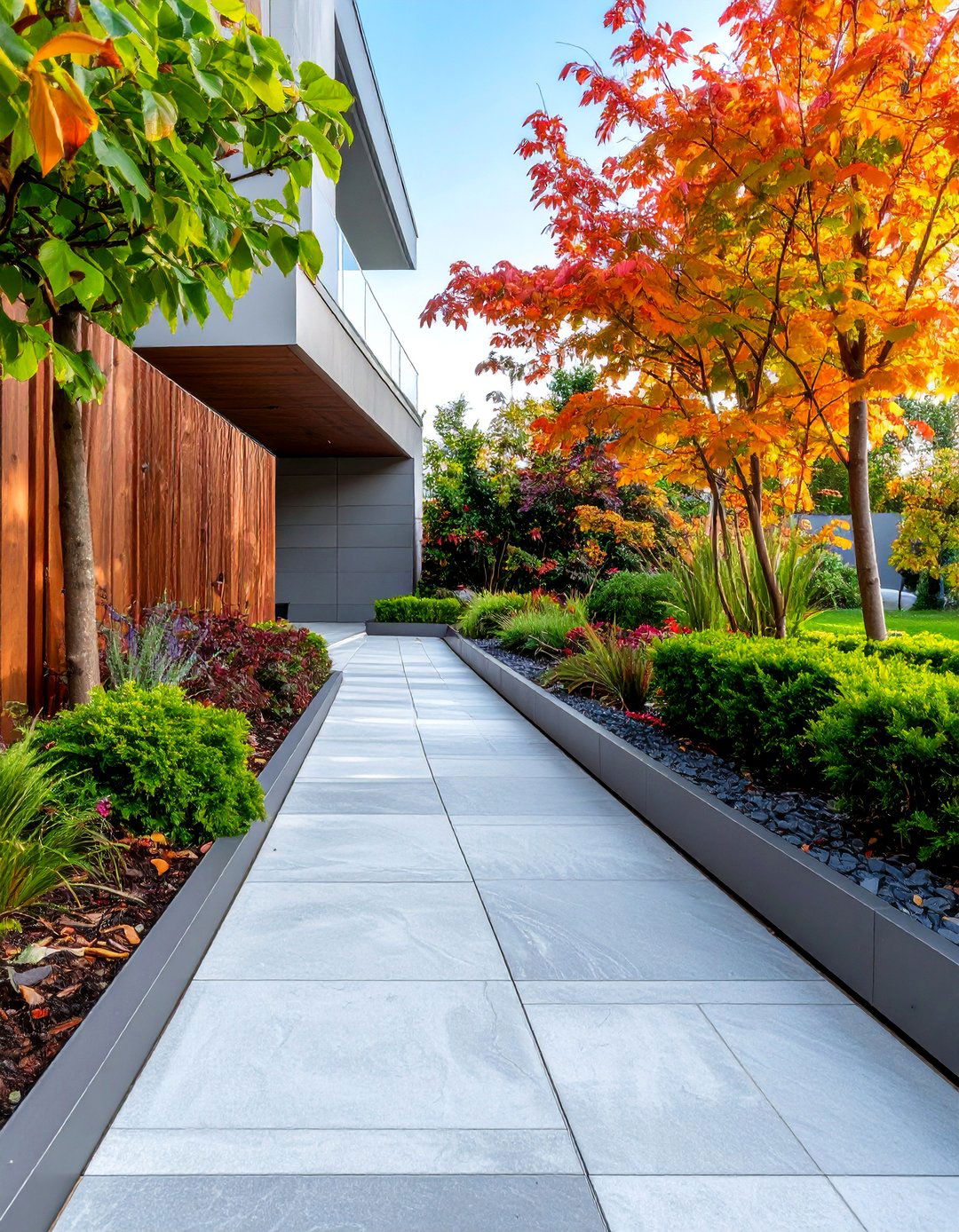 Contemporary Steel Edge Stone Path - 25 Stone Walkway Ideas