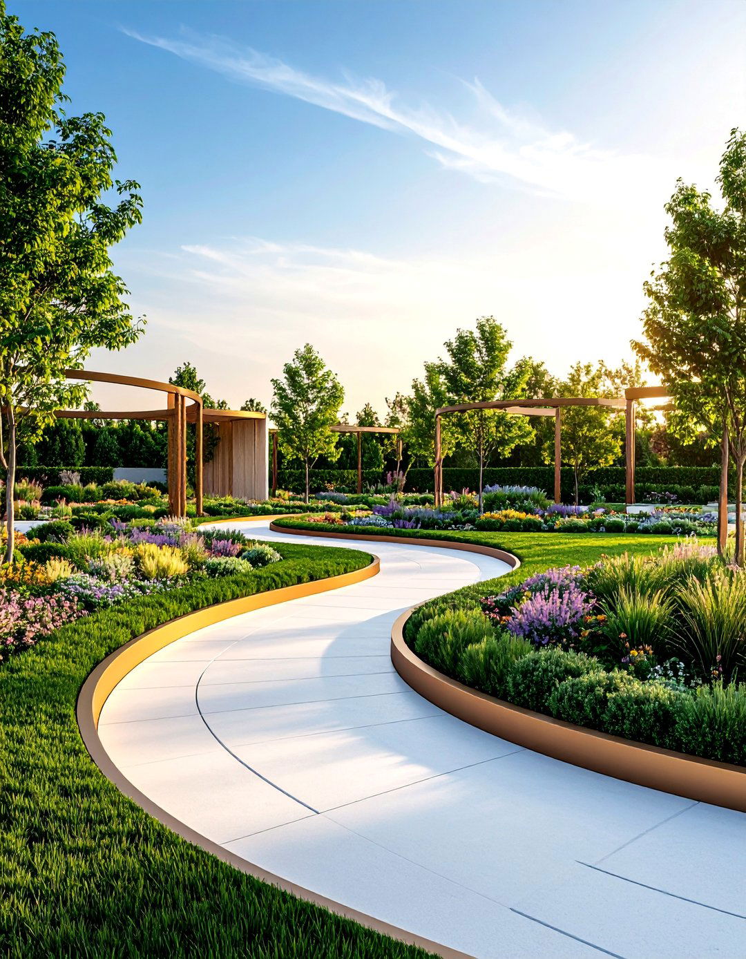 Contemporary Steel Edged Parterre with Modern Materials - 25 Parterre Garden Ideas
