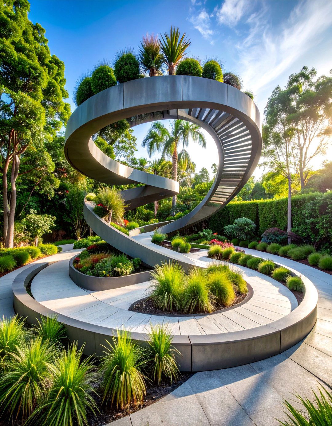 Contemporary Steel and Concrete Spiral Garden - 25 Spiral Garden Design Ideas