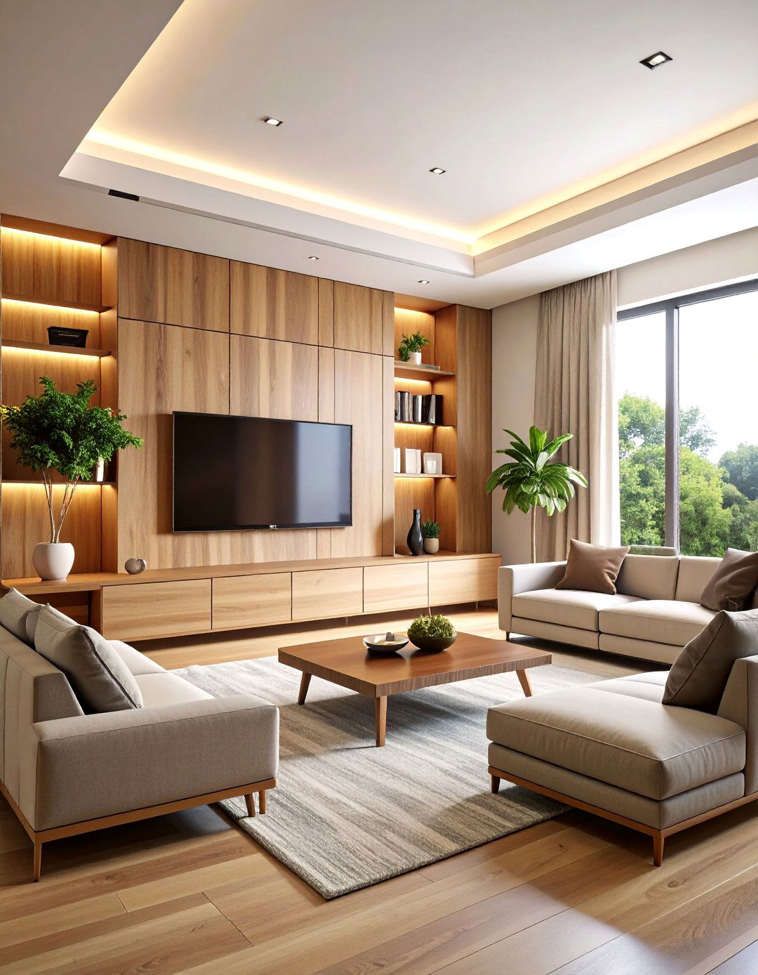 Contemporary TV Room with Built in Entertainment Center - 25 Tv Room Ideas