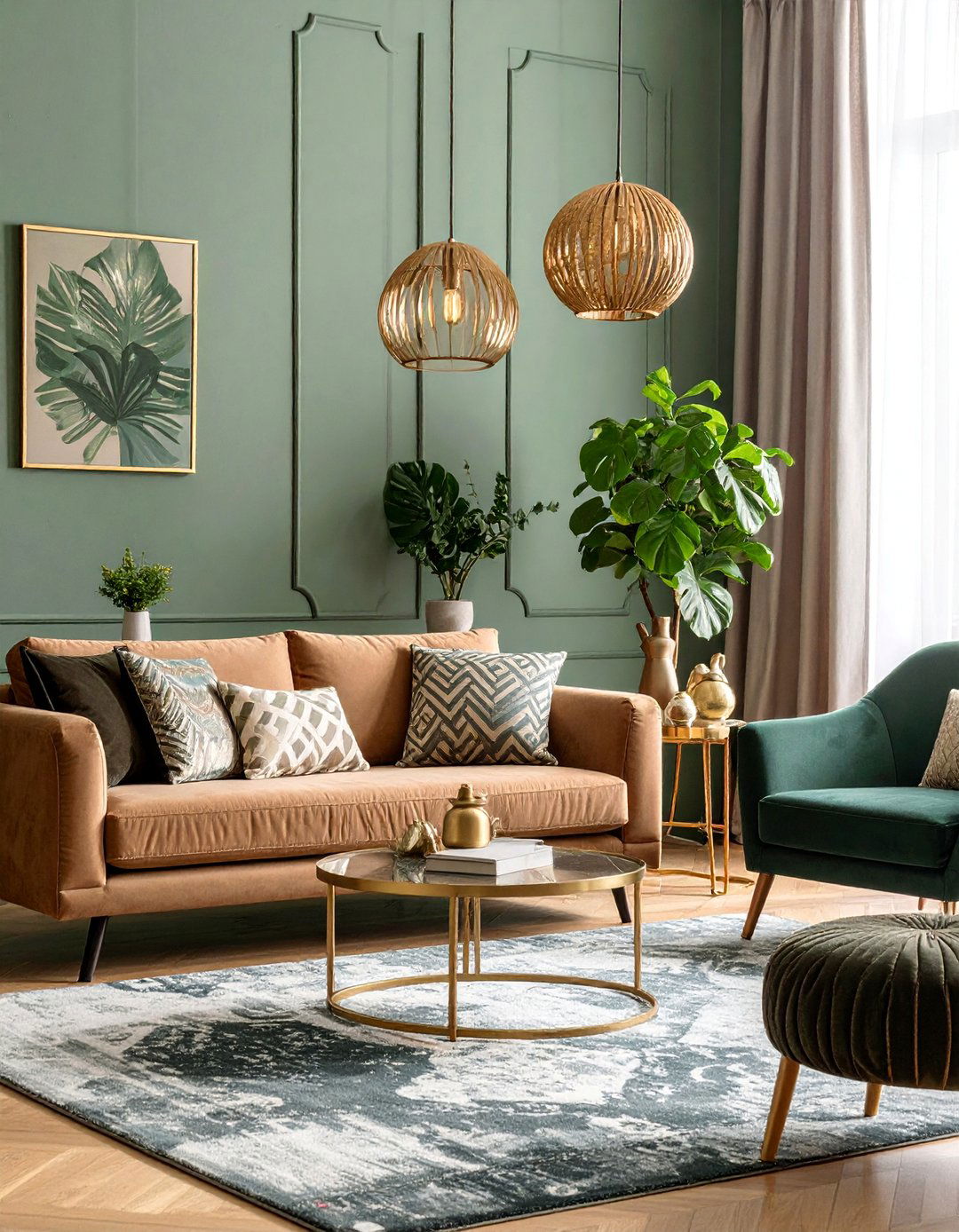Contemporary Taupe Living Room with Metallic Accents - 25 Taupe Living Room Ideas