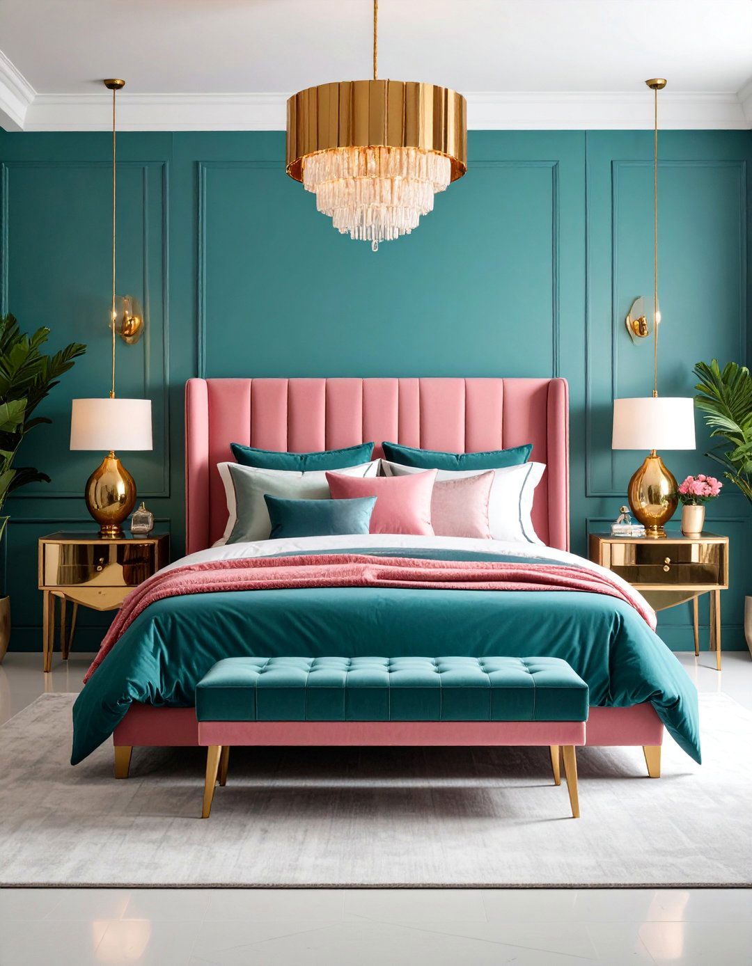 Contemporary Teal and Fuchsia Pink Bedroom with Bold Contrasts - 25 Teal and Pink Bedroom Ideas