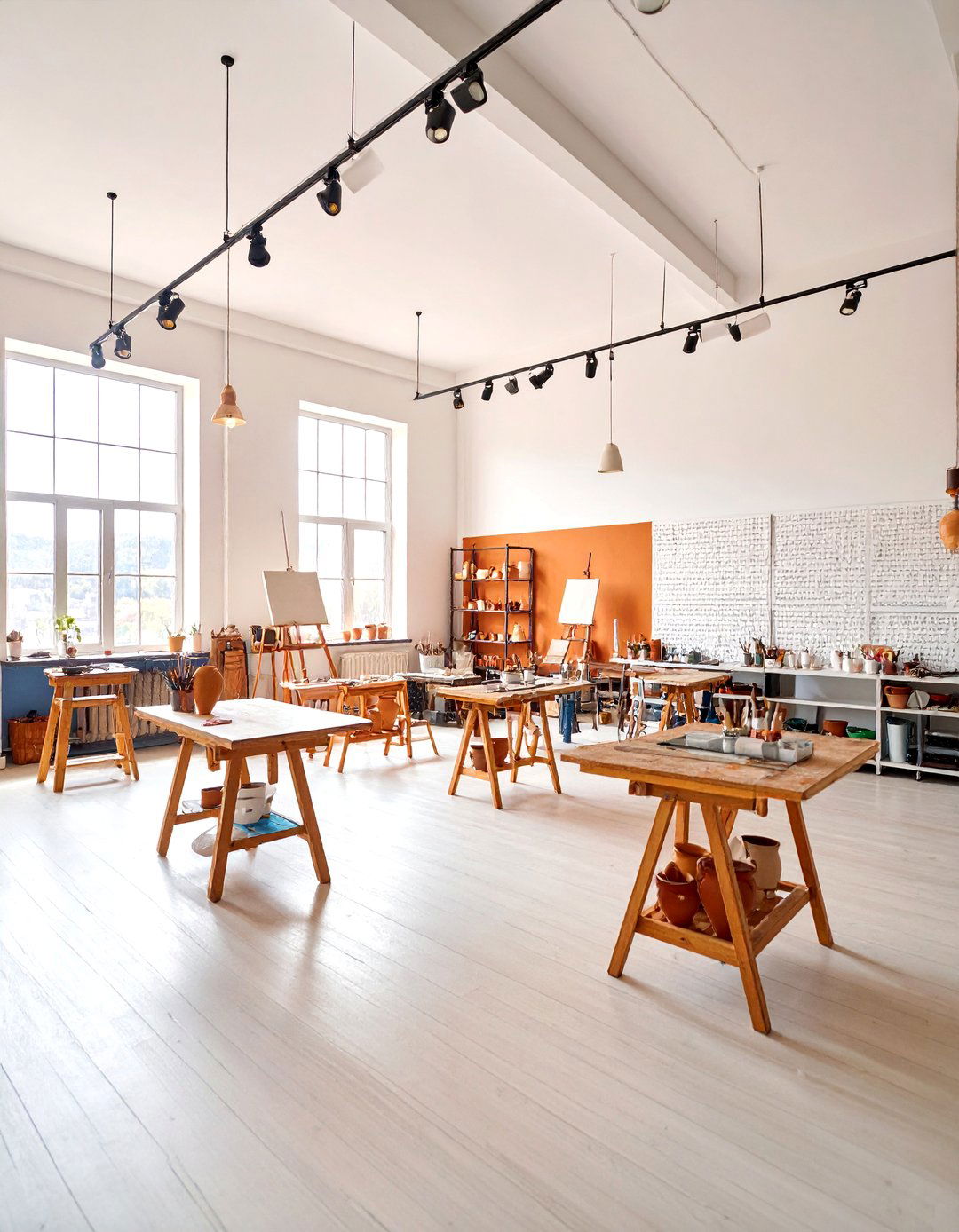 Contemporary Terracotta Art Studio with Creative Storage - 25 terracotta home decor ideas