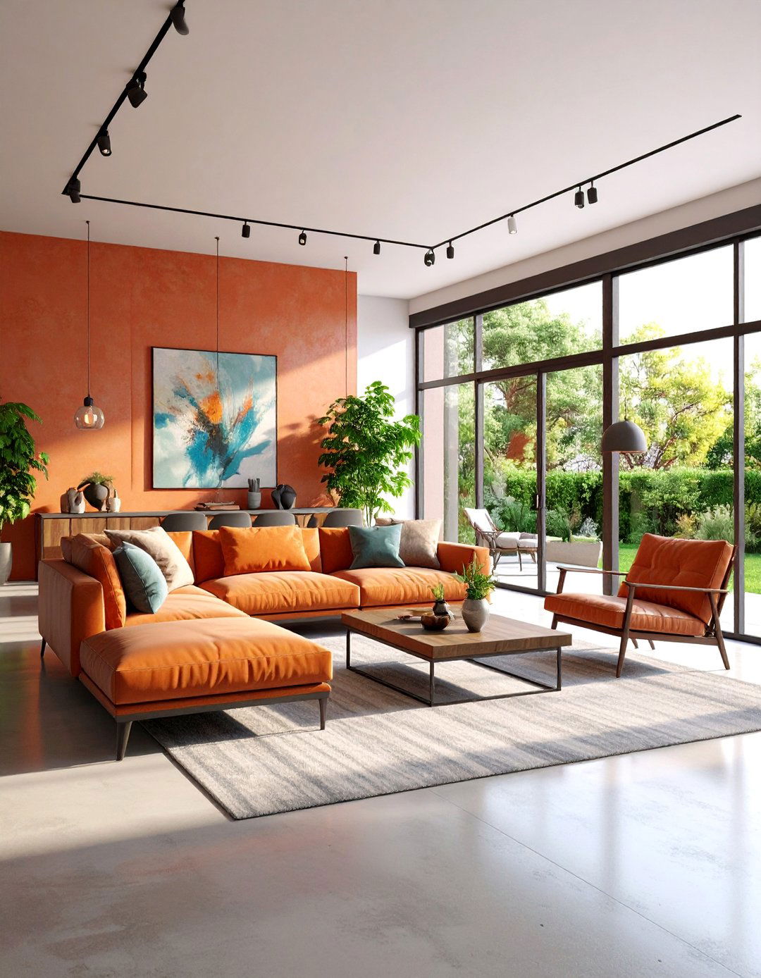 Contemporary Terracotta and Concrete Living Room - 25 terracotta living room ideas