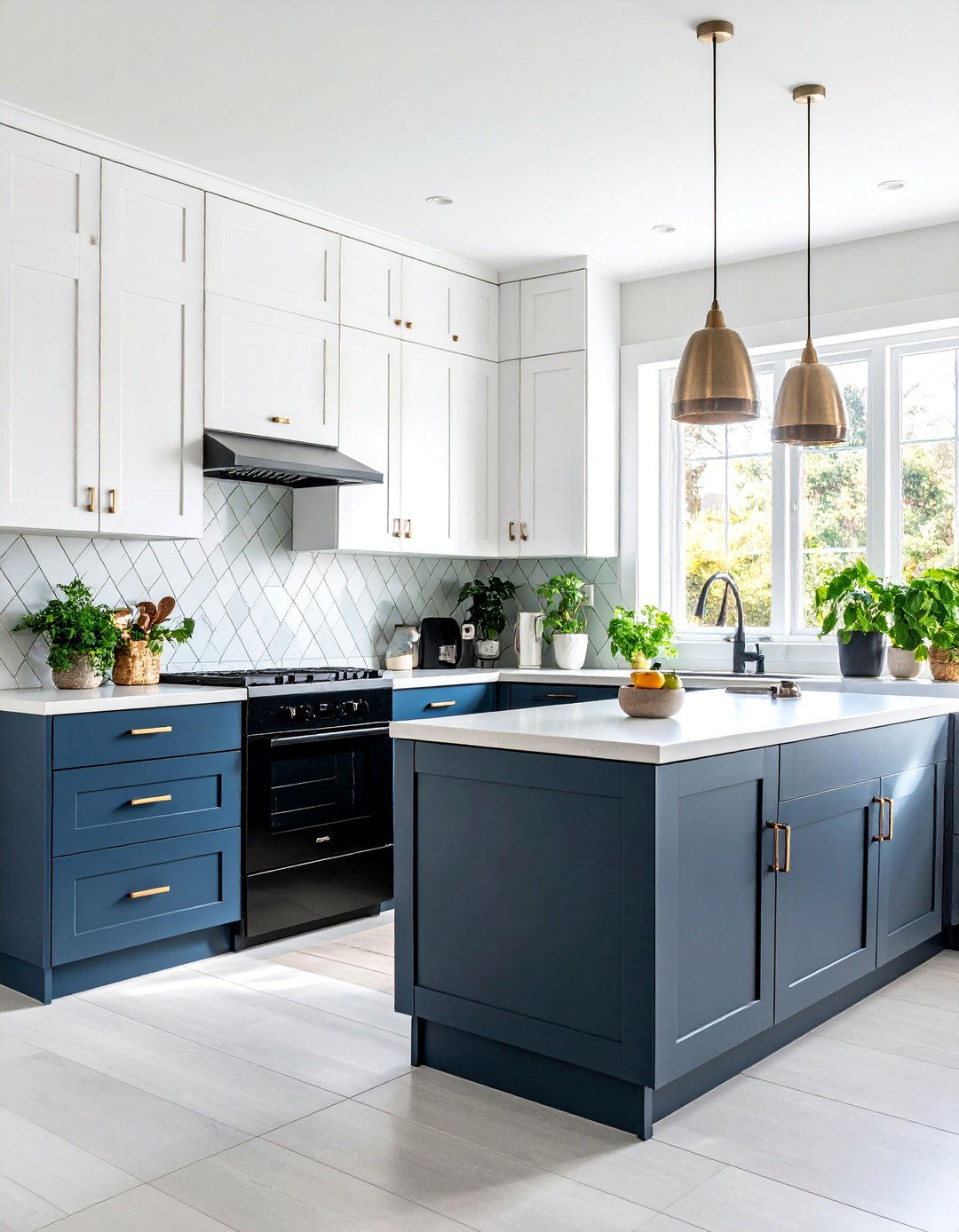 Contemporary Two Tone Kitchen with Vertical Storage - 25 Small Kitchen with Black Appliances Ideas