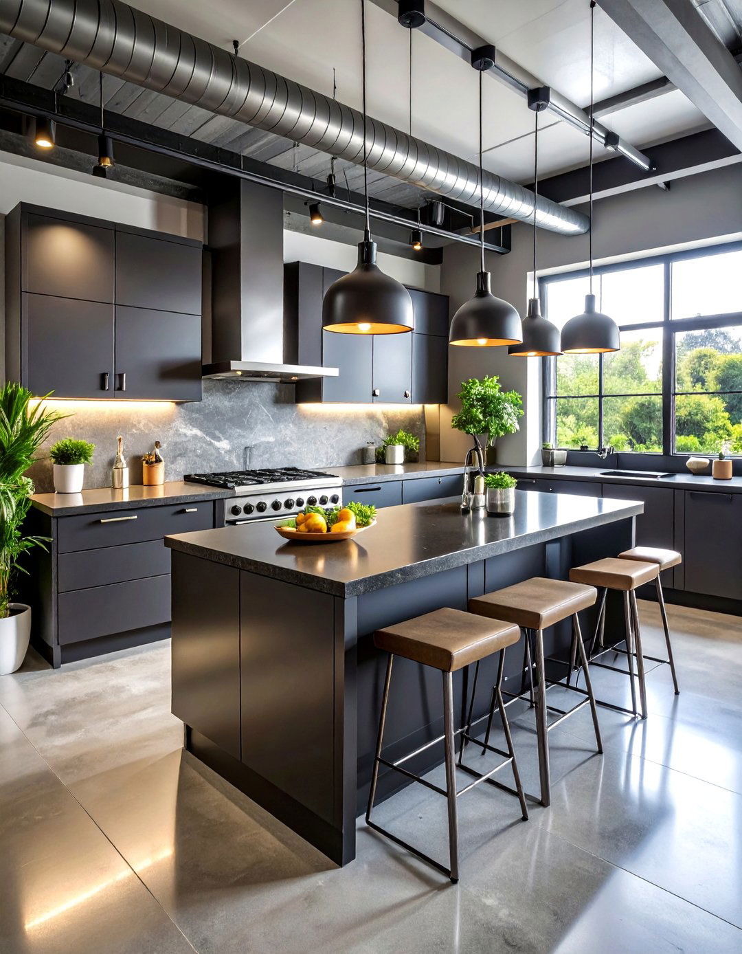 Contemporary Urban Black Granite Kitchen - 25 Black Granite Countertops Kitchen Ideas