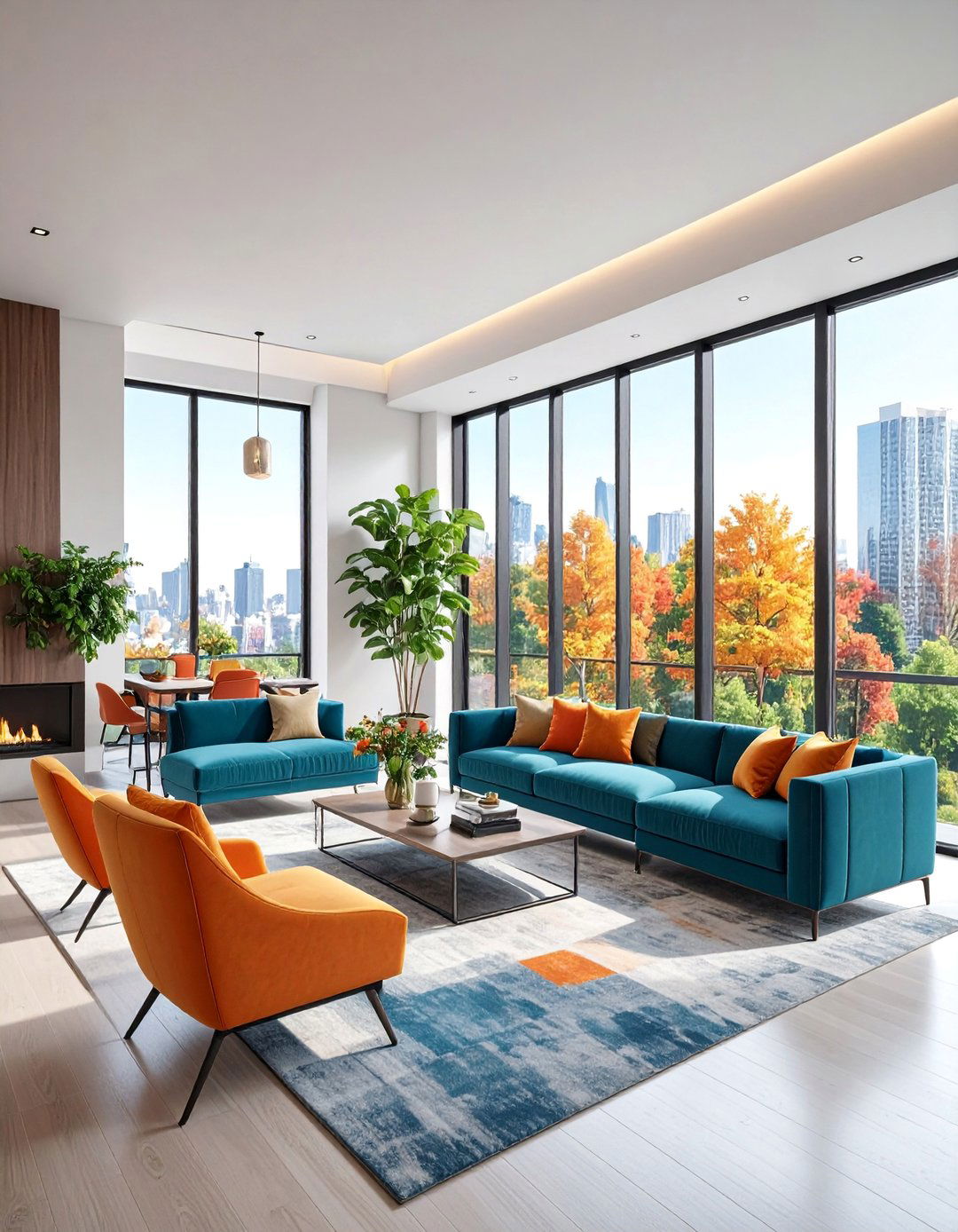 Contemporary Urban Mansion Living Room with City Views - 25 Mansion Living Room Ideas
