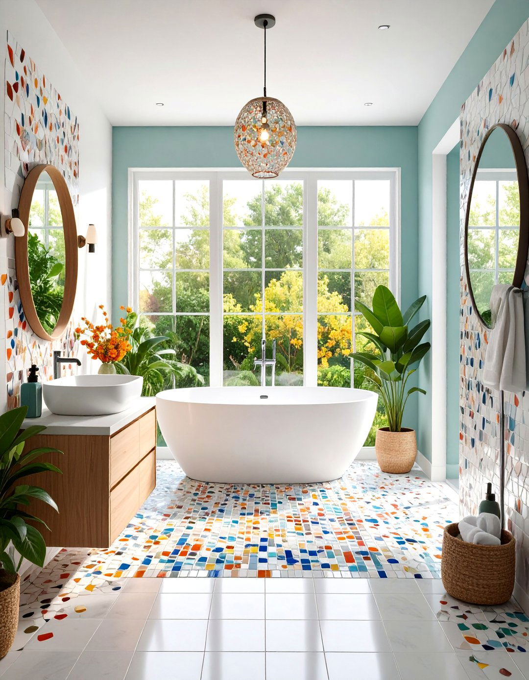Contemporary White Mosaic Tile Powder Room - 25 White Tile Bathroom Ideas