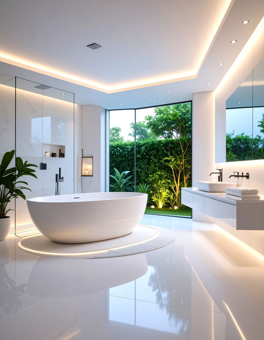Contemporary White Wet Room Design - 25 White Bathroom Ideas