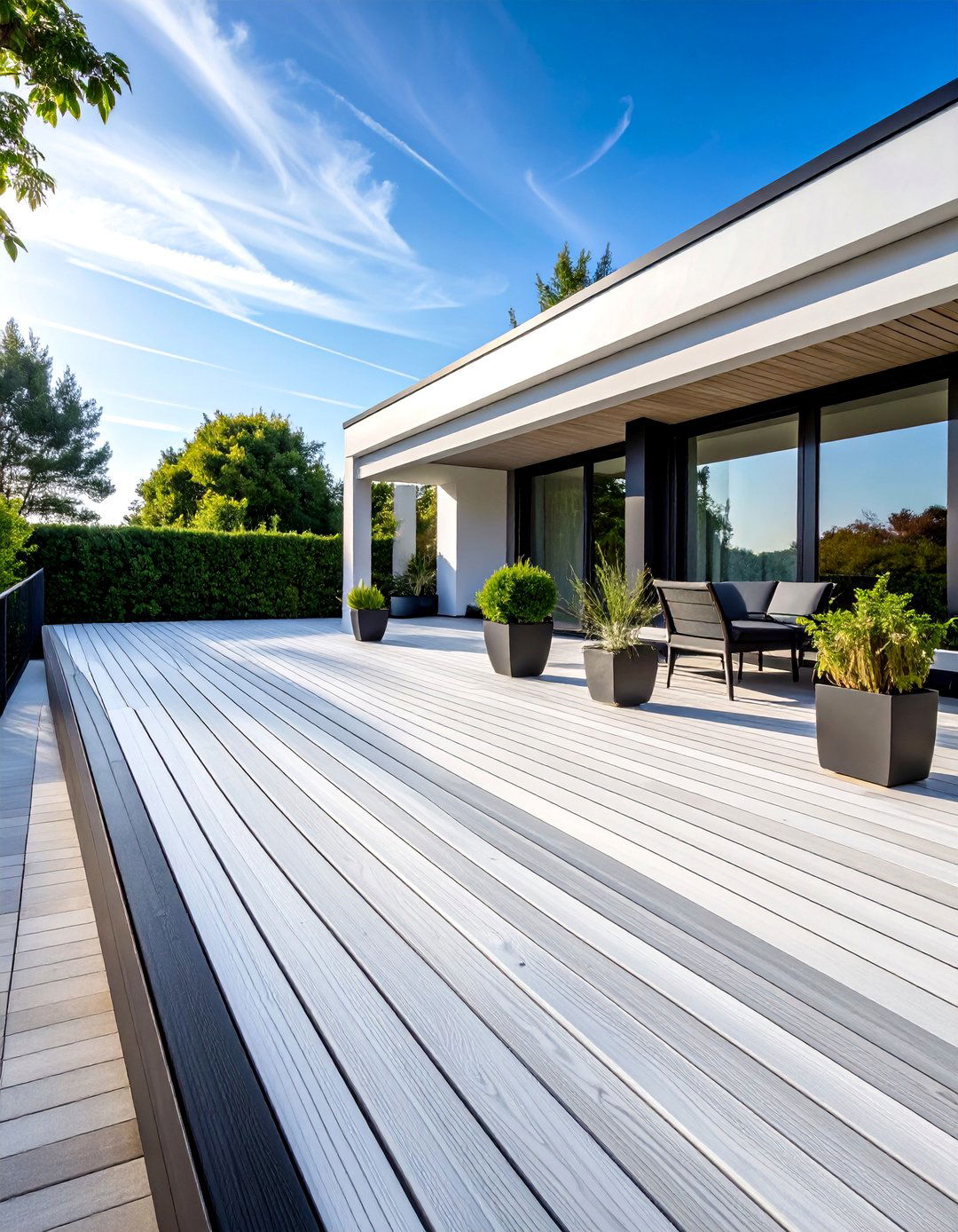 Contemporary White and Black Linear Deck - 25 Two Tone Deck Color Schemes