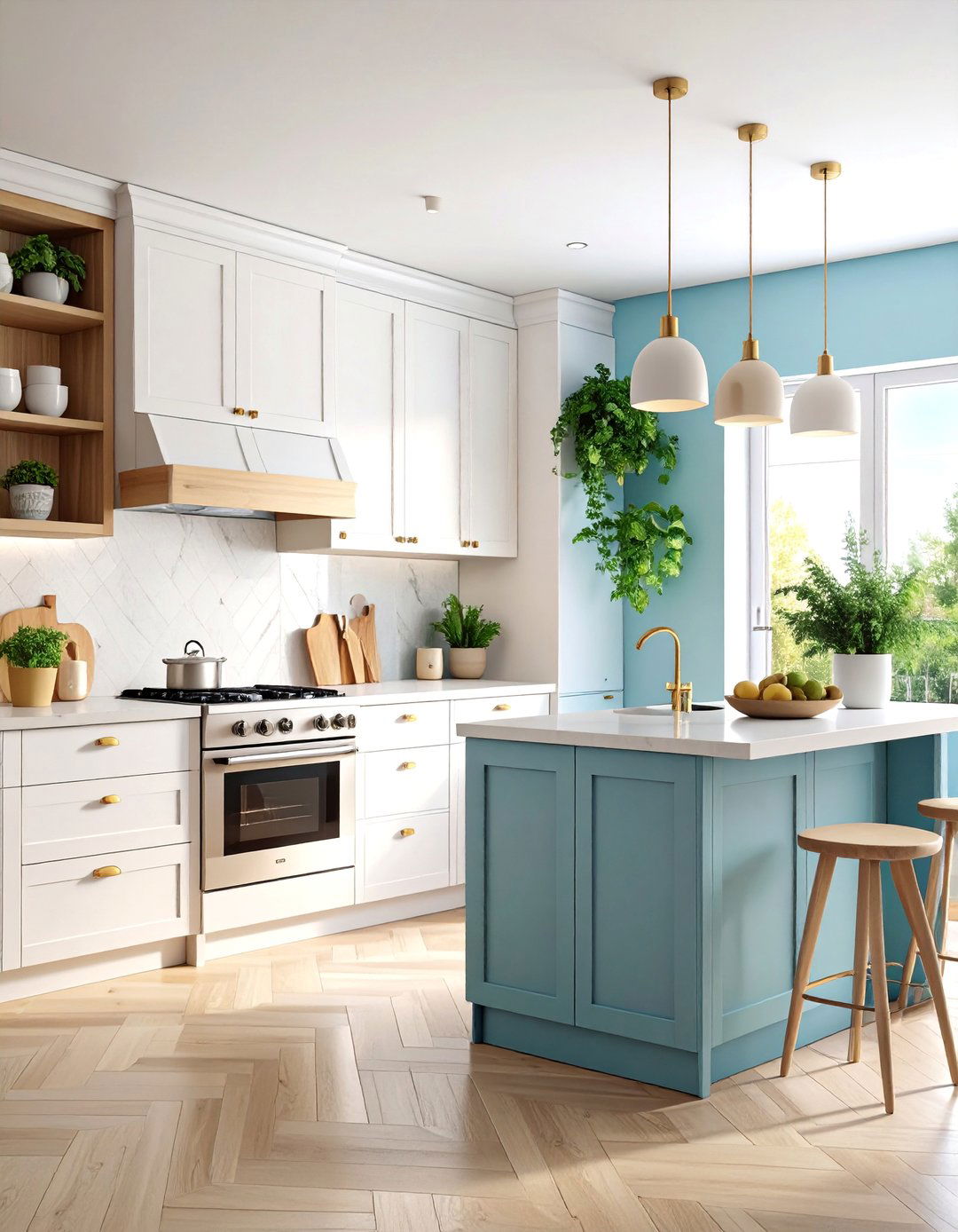 Contemporary White and Wood Mixed Floor to Ceiling Cabinets - 25 Floor to Ceiling Kitchen Cabinets