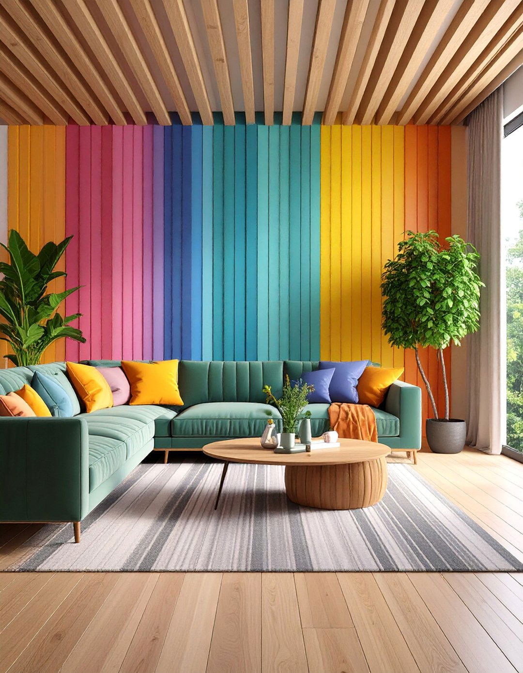 Contemporary Wood Strip Accent Wall - 25 Wood Trim Accent Wall Ideas