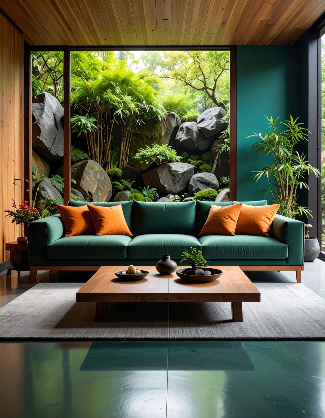Contemporary Zen Black Sofa Meditation Space - 25 Living Room Ideas With Black Couches