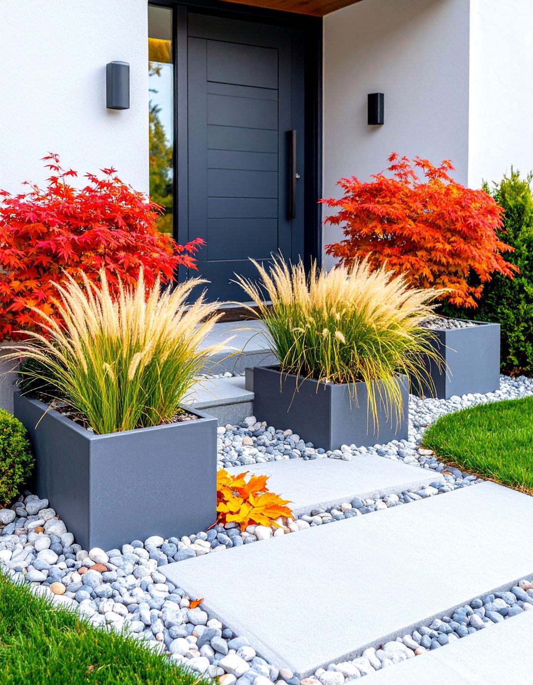 Contemporary Zen Garden Minimalism - 25 Summer Front Door Decor Ideas