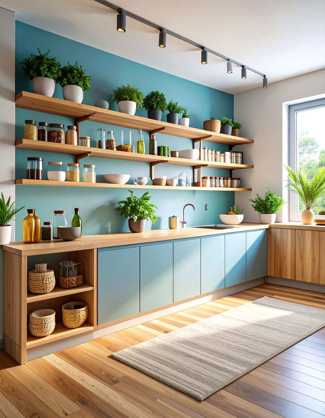 Contemporary Zen Open Pantry with Water Feature Integration - 25 Open Pantry Ideas