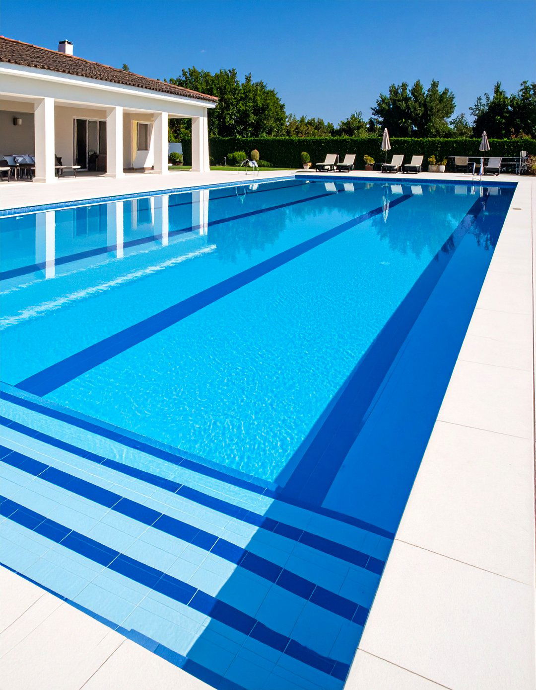 Contrasting Stripe Pattern Waterline - 25 Waterline Pool Tile Ideas