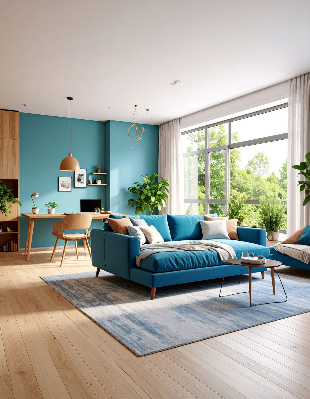 Convertible Living Room with Sofa Bed and Fold Away Desk - 25 Small Living Room Ideas