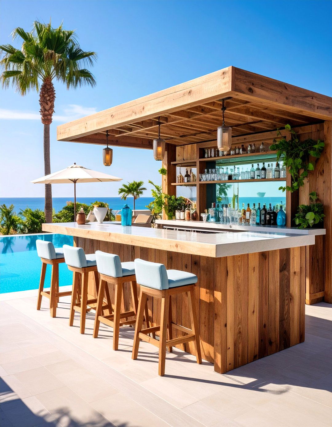 Convertible Outdoor Bar and Towel Station - 25 Pool Storage Ideas