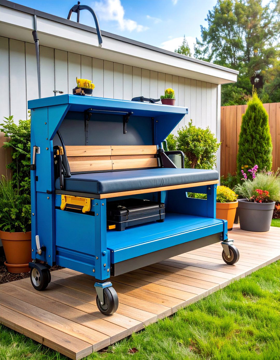 Convertible Storage Bench with Hidden Compartment - 25 Lawn Mower Storage Ideas