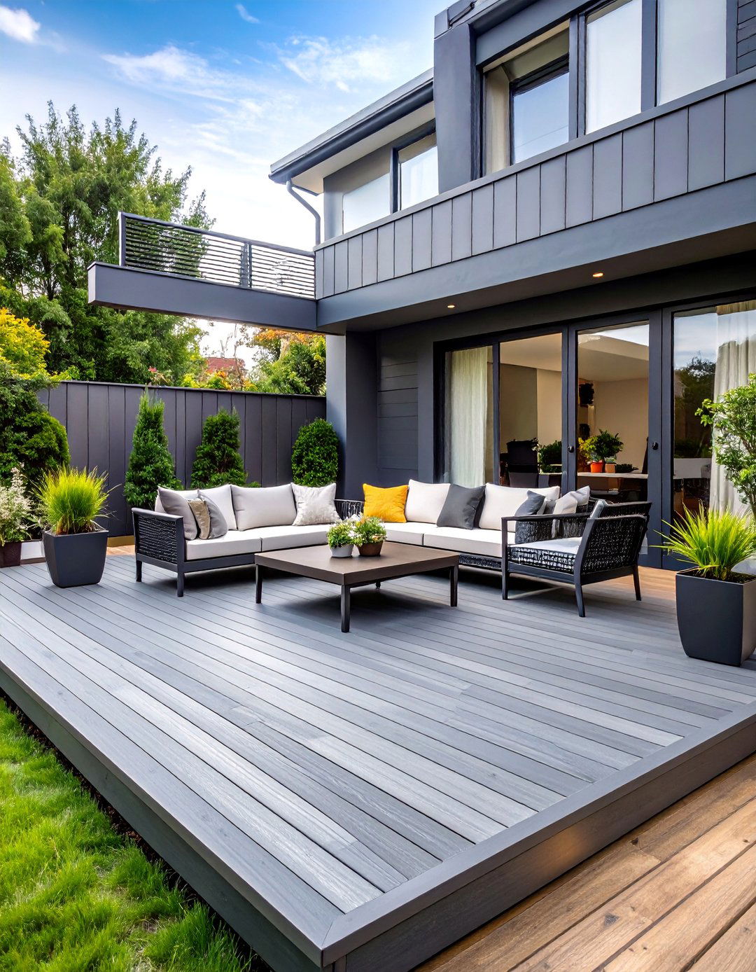 Cool Slate Gray Deck with Modern Minimalism - 25 Deck Color Ideas
