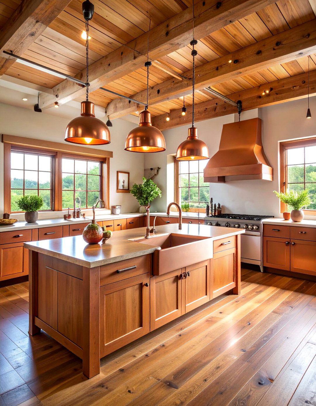 Copper Accent Barndominium Kitchen with Warm Metal Elements - 25 Barndominium Kitchen Ideas