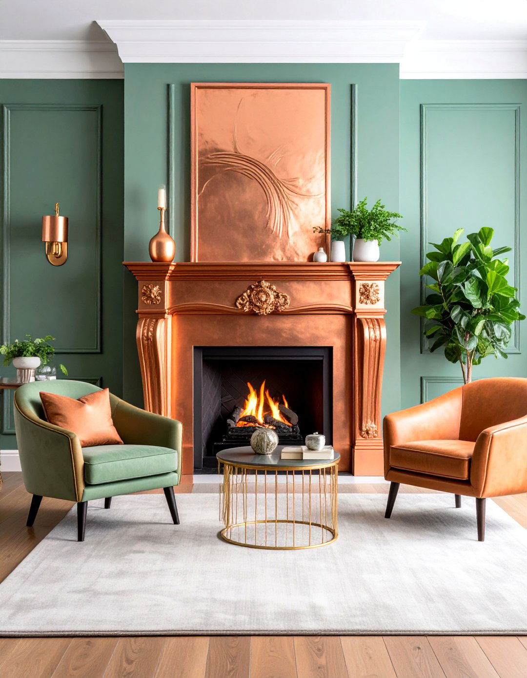 Copper Accent Fireplace - 25 Fireplace Ideas