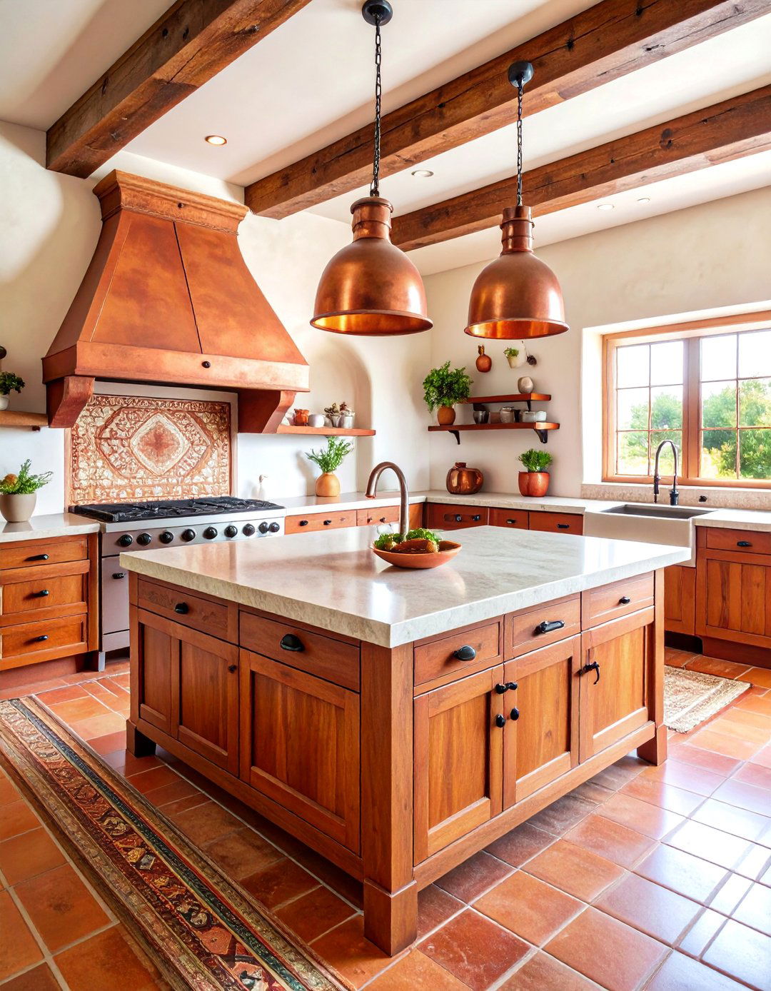 Copper Accent Kitchen with Metallic Warmth - 25 Southwestern Kitchen Ideas