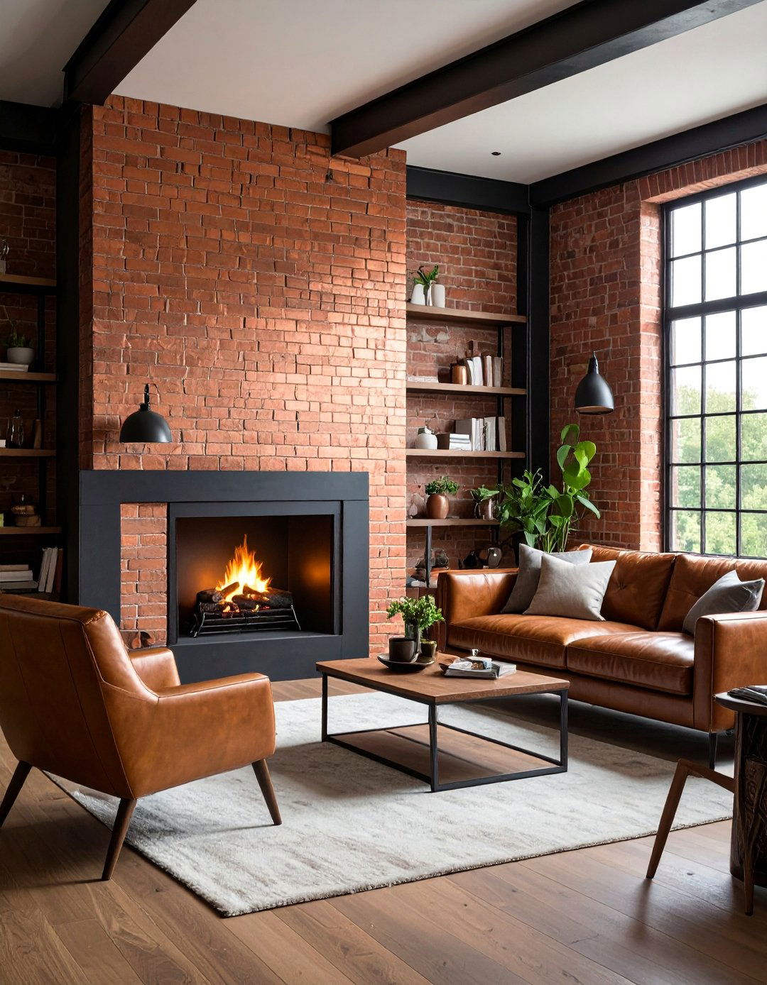 Copper Accent Painted Brick Fireplace - 25 Painted Brick Fireplace Ideas