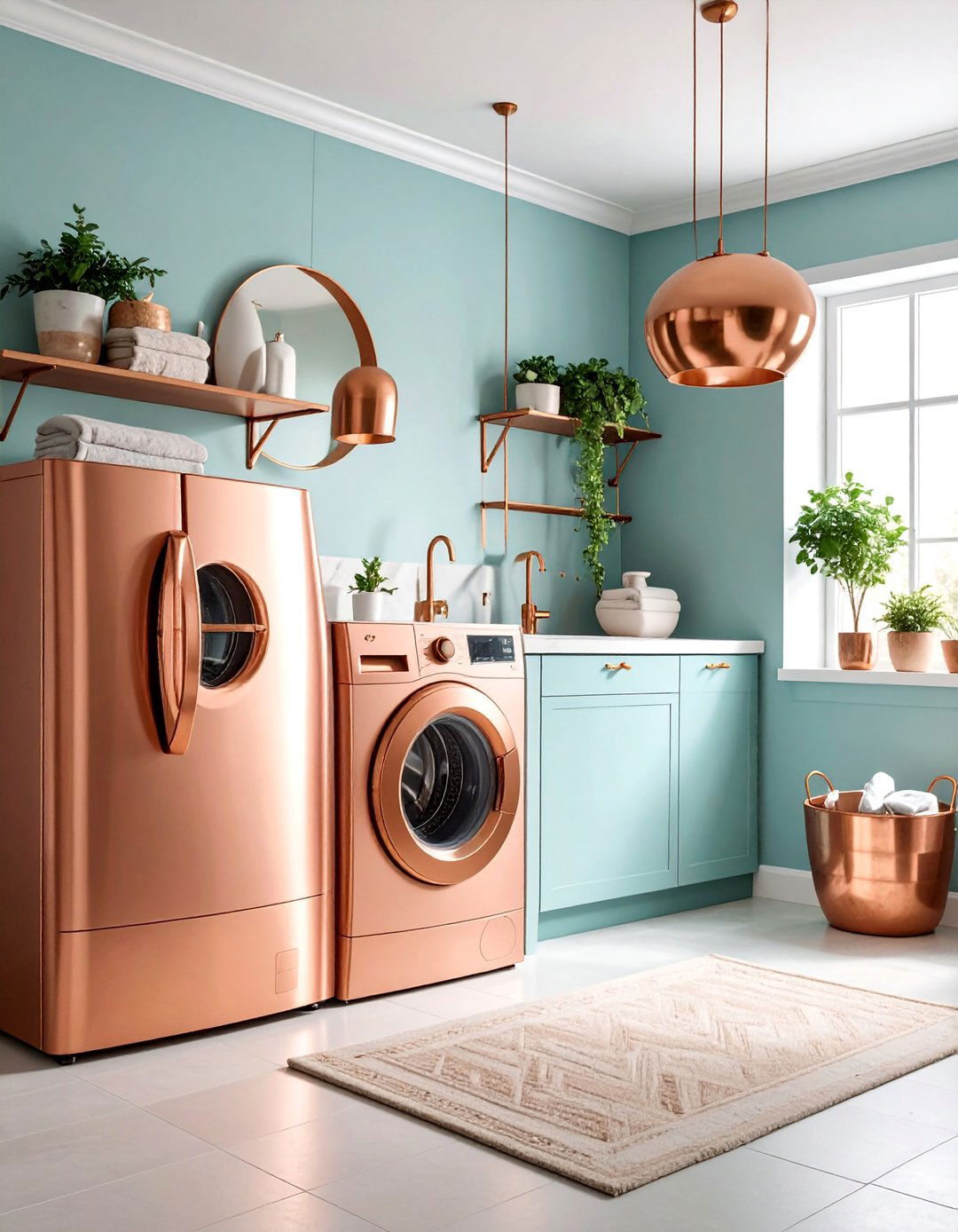 Copper Accent Rustic Laundry Room - 25 Rustic Laundry Room Ideas