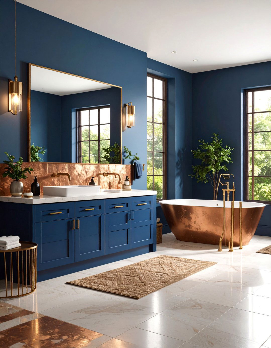 Copper Accent Wall with Warm Tones - 25 Bathroom Accent Wall Ideas