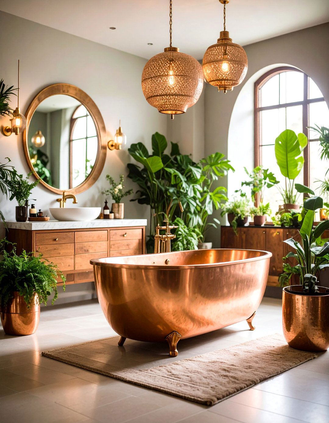 Copper Bathtub Boho Bathroom Focal Point - 25 Boho Bathroom Ideas