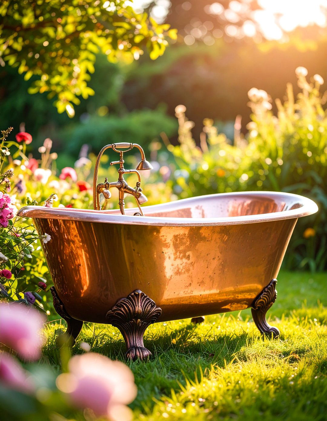 Copper Clawfoot Garden Bathtub - 25 Outdoor Bathtub Ideas