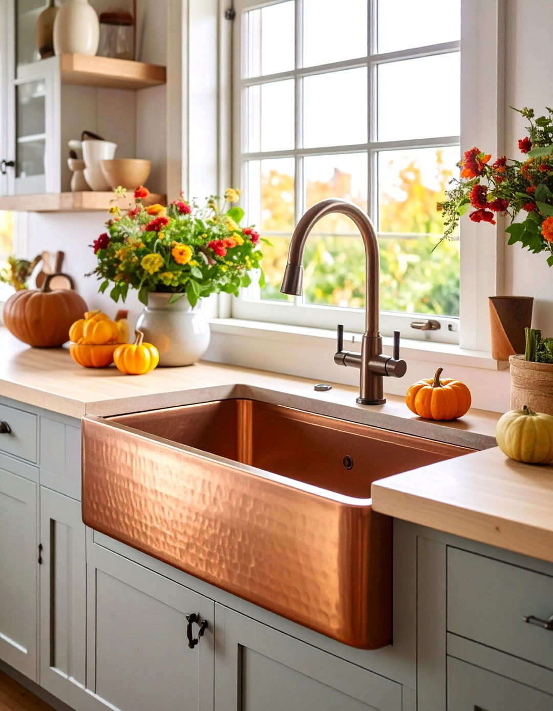 Copper Hammered Farmhouse Statement Piece - 25 Kitchen Sink Ideas